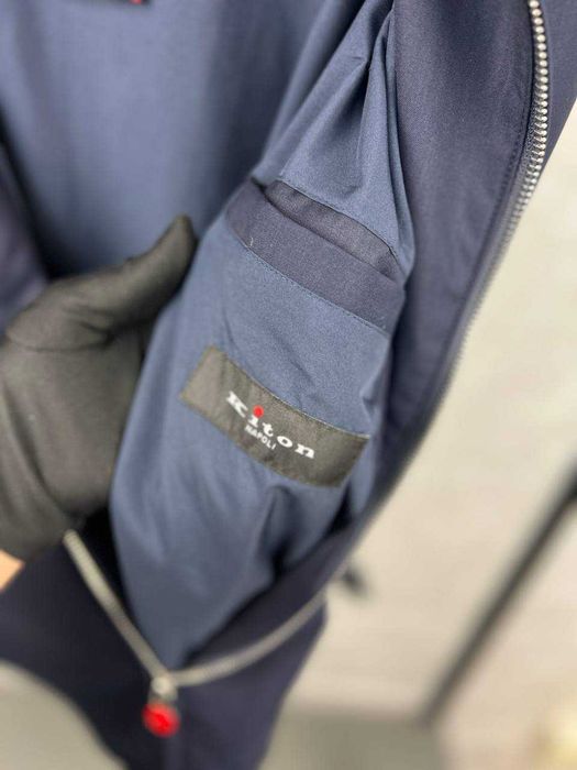 Мужская демисезонная куртка Kiton синяя ветровка Китон v095