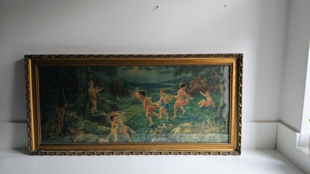 Stare obrazy oleodruk duże ramy