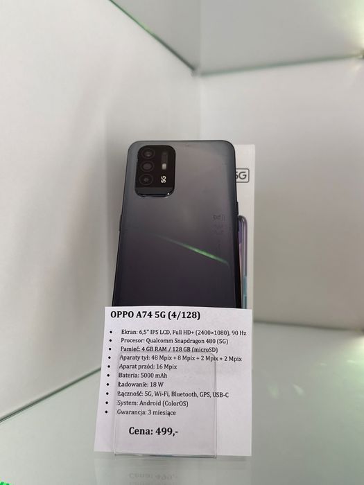 OPPO A74 5G 4/128 GB | 5G | 128 GB | Gwarancja NCTI