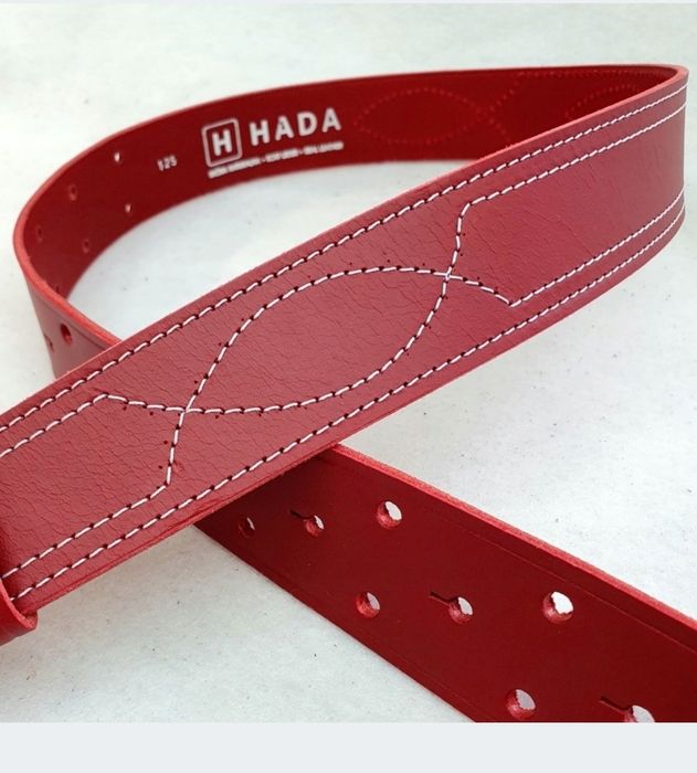 Czerwony pas pasek oficerski skóra 135 cm