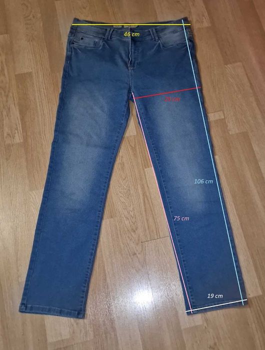 Nowe spodnie damskie jeansowe z elastanem, niebieskie, rozmiar 46 XXL