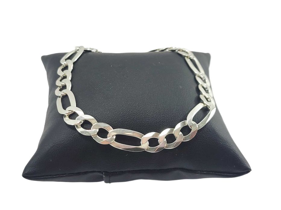 SD028 SREBRO 925 Męska bransoletka 12,14g splot figaro długość 21,5 cm