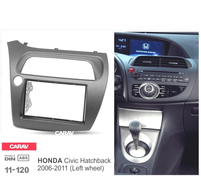 MOLDURA ADAPTADOR PRETO PARA RADIO 2-DIN PARA HONDA CIVIC HATCHBACK 06-11
