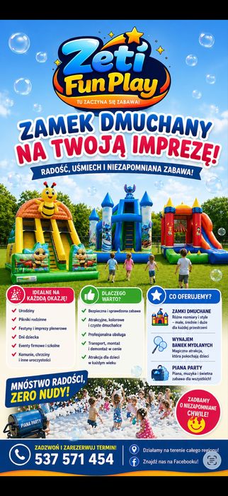 Dmuchańce dla dzieci – wynajem Piana party, Bańki mydlane  ,Karaoke