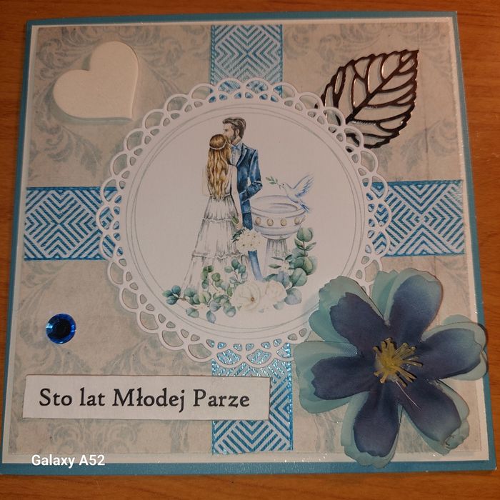 Kartka ślubna ręcznie robiona scrapbooking