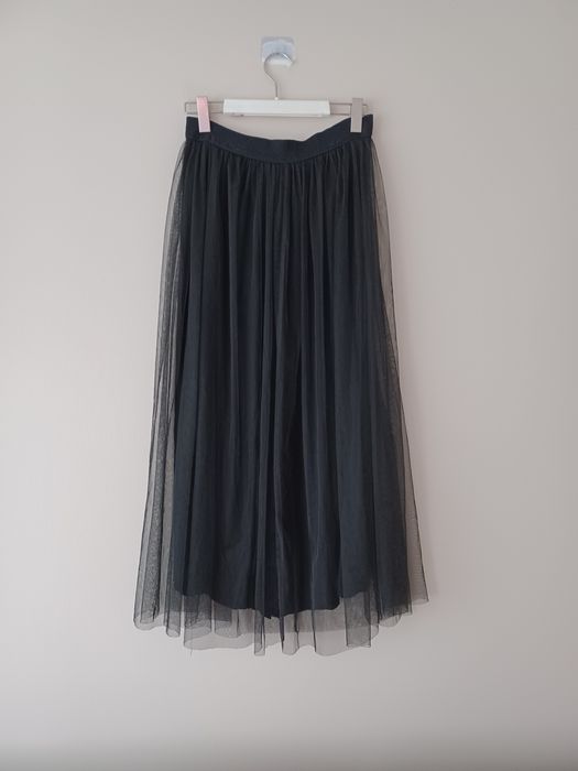 Piękna długa tiulowa spódnica romantic czarna Italy moda