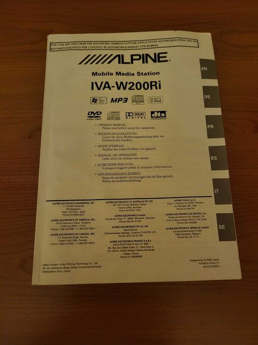 Alpine IVA-W200Ri 2DIN мультимедійна автомагнітола + коробка, інструкція