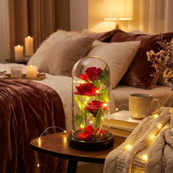 Prezent Na Walentynki Wieczna Róża 3 Róże Led + Baterie + Pudełko