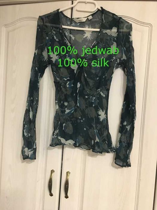 Bluzka jedwabna delikatna, cieniutka  Next 34 XS/36 S 100% jedwab