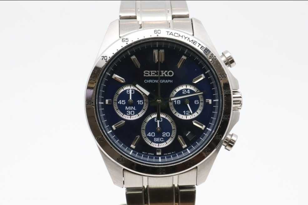 Relógio Seiko STBR011 chronograph masculino mostrador azul-marinho