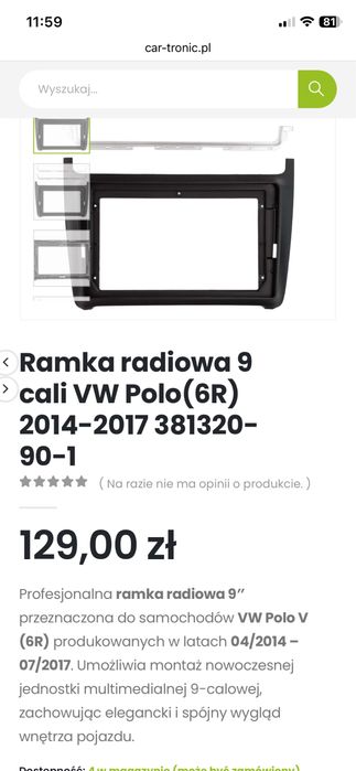 Ramka do radia VW Polo