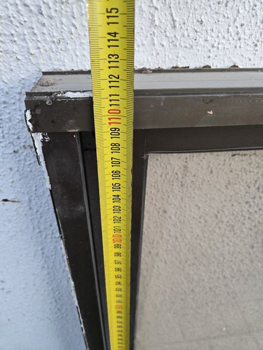 Janela aluminio castanho 3 folhas, 207 cm largura x 111 cm altura