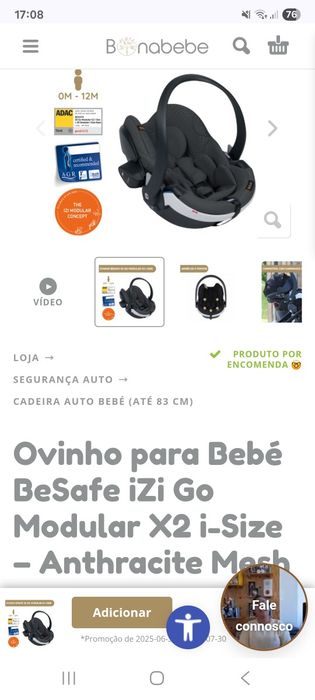 Ovinho / cadeira auto Be Safe Izi Go