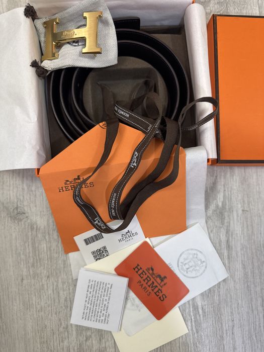 Ремінь hermes двосторонній сафьяно
