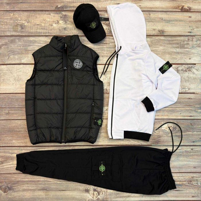 Спортивний костюм весняний чоловічий +жилетка +кепка Stone Island