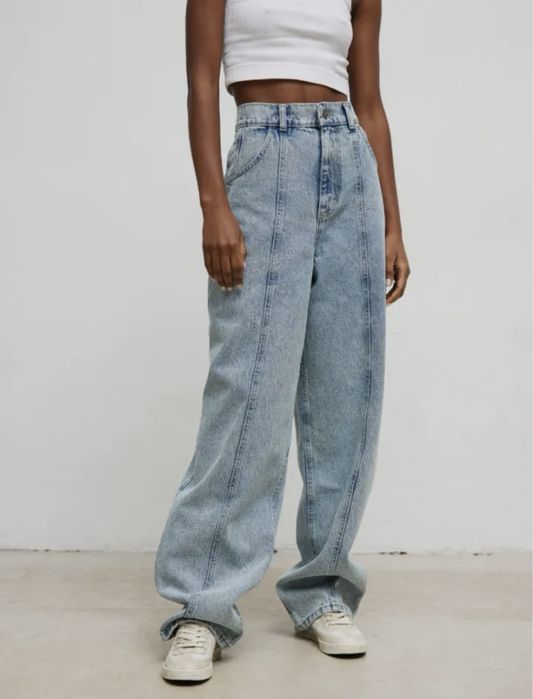 Jeansy Marsala Butik M 38 Light Denim Ballon Jasne luźne jeansy