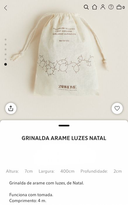Grinalda Arame Luzes Zara Home NOVO