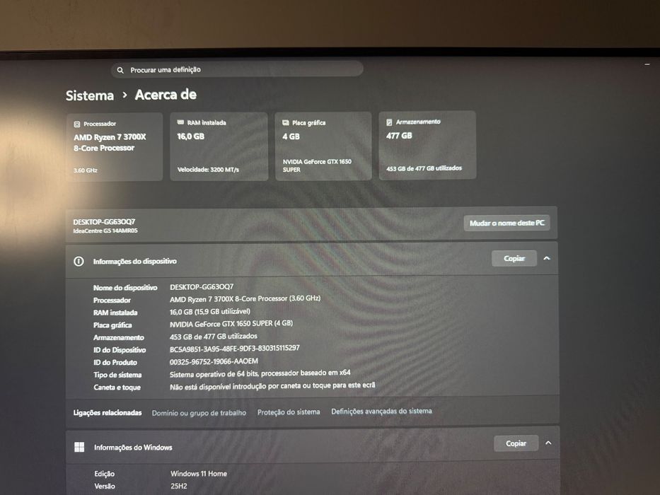 Pc gaming lenovo semi-usado