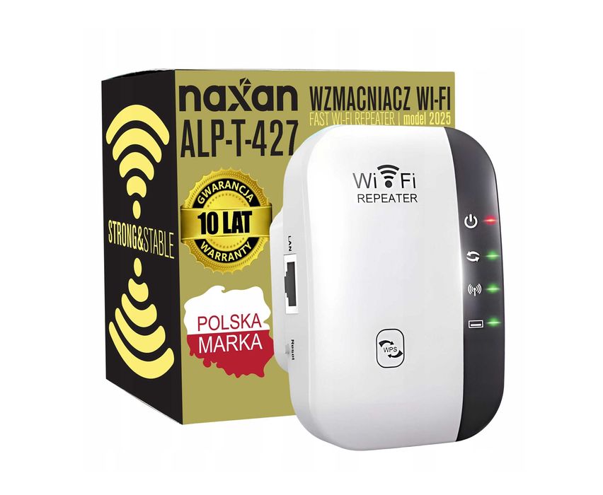 Wzmacniacz Sygnału Zasięgu Sieci WiFi Repeater 300 Mb/s 2.4GHz Mocny