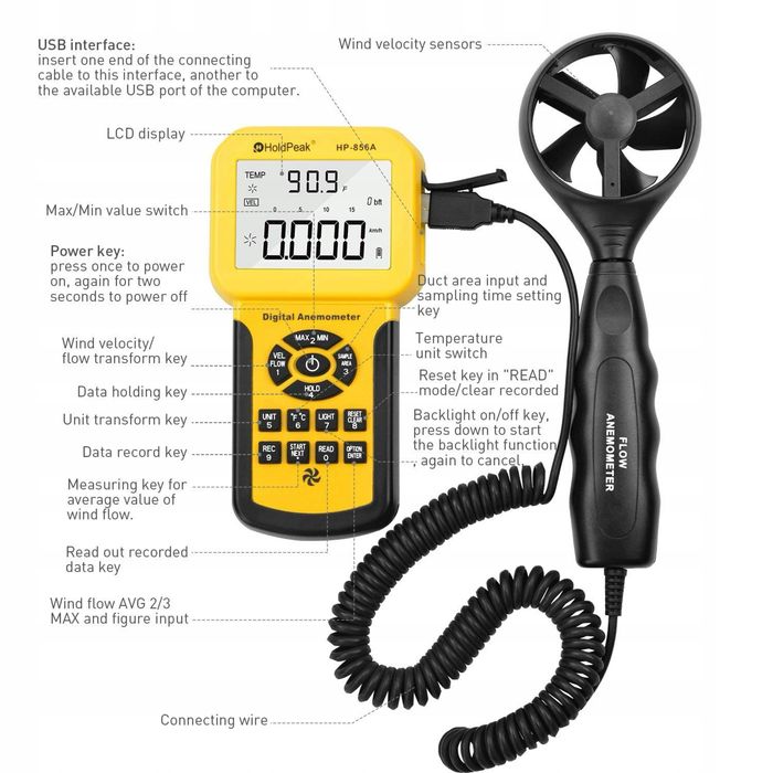 Anemometr H HOLDPEAK UK-HP-856A