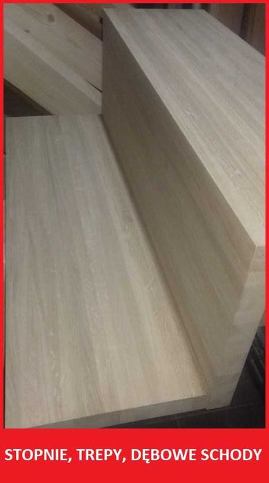 Schody, stopnie dębowe, trepy drewniane dębowe lite A/B