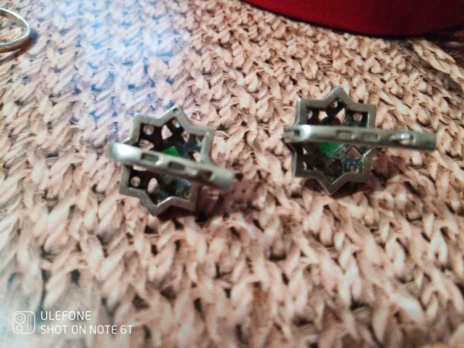 Срібний набір,925, зі смарагдами, чернене срібло, ефектний