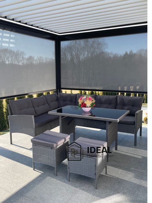 Meble ogrodowe zestaw narożnik technorattan stół