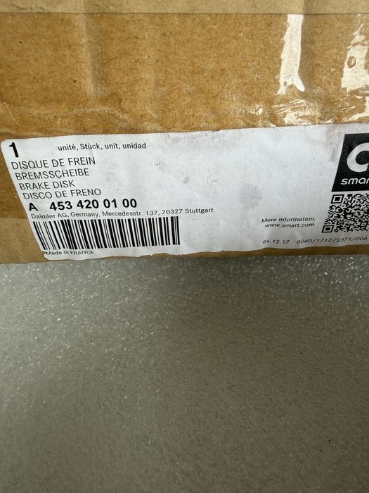 Discos + Pastilhas ORIGINAIS Smart 453 (travagem travao)