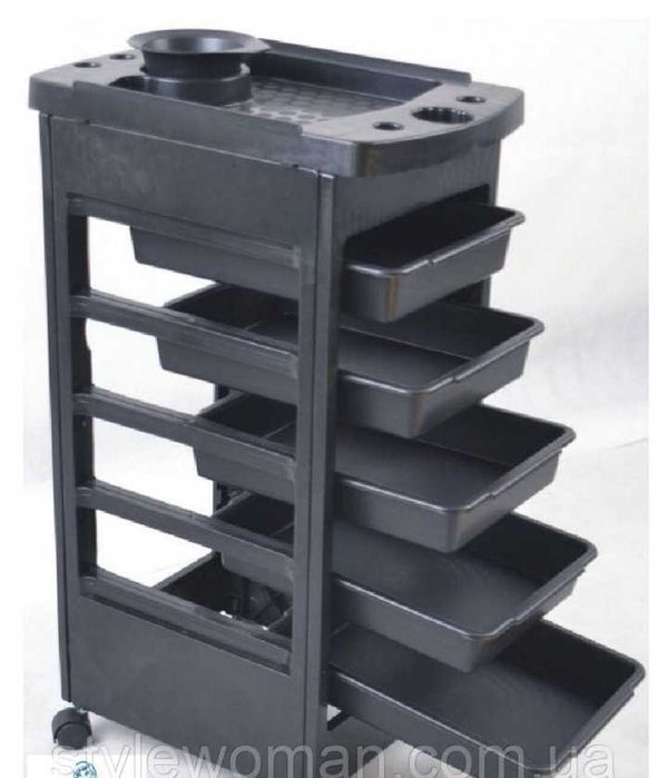 Перукарський візок столик тумба з чашею для фарби на коліщатках