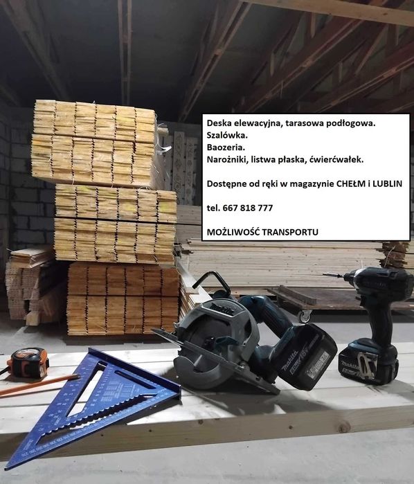 Szalówka, deska elewacyjna, podbitka, tarasówka elewacje