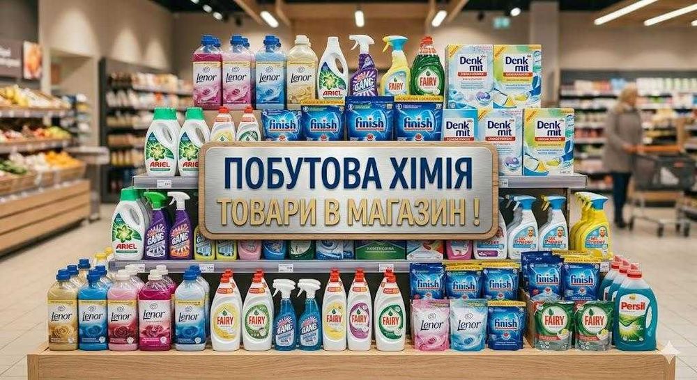 Побутова хімія гуртом! Fairy, Lenor, Finish, Denk Mit, порошок гелі для прання капсули засоби товари в магаз