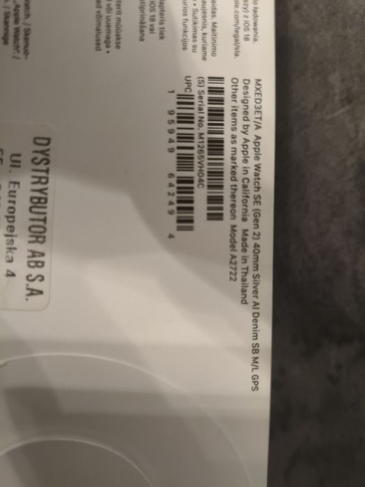 Apple Watch SE (Gen 2) 40 mm Silver(REZERWACJA)