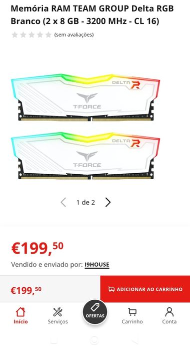 Memória RAM Team Group Delta White RGB DDR4 3200