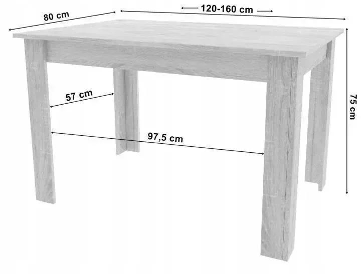 NOWY Stół Rozkładany 120/160x80 cm Duży z Krzesłami Do Kuchni Jadalni Salonu Stół Dąb Craft Czarny i Krzesła Kuchenny Meble do Domu Zestaw Komplet FV!
