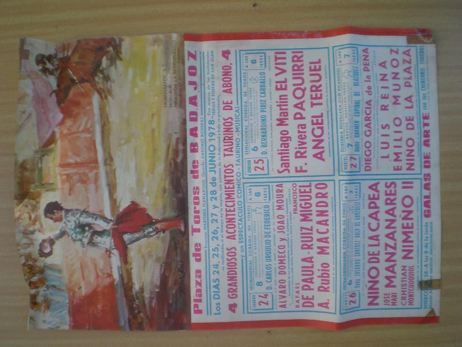 Cartaz grande tourada Badajoz 1978 touros Espanha