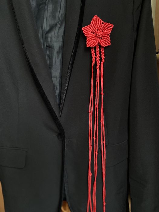 Брошка макраме Квітка, Пташка, Листок, Серце