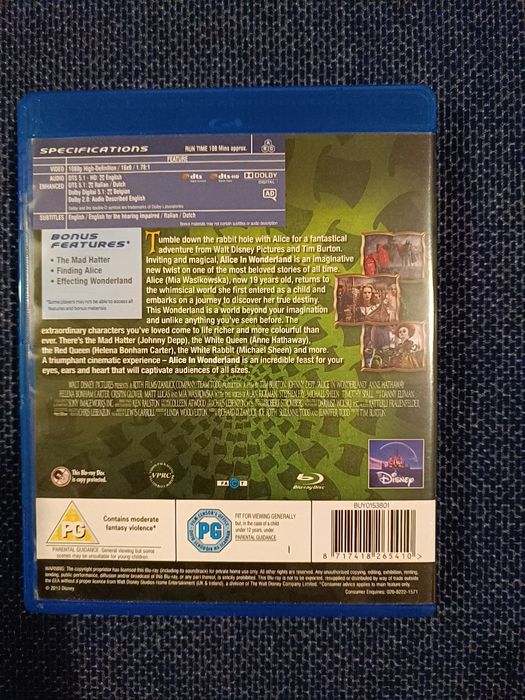 Blu ray do filme "Alice in Wonderland", Tim Burton (portes grátis)