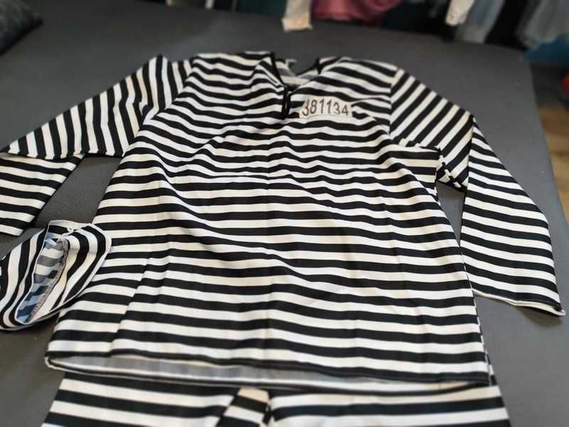 Więzień strój przebranie z czapka 58 3/4 xl