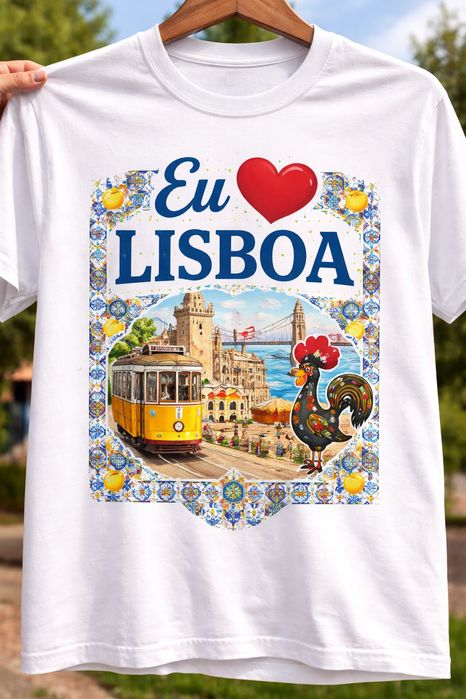 Camisa com estampa Eu  amo Lisboa