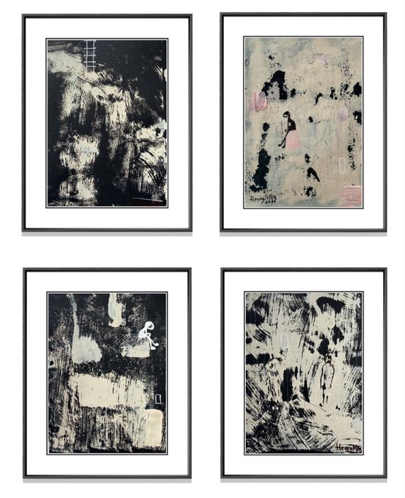 Arte / Pintura Original - 4 Small Hours — Conjunto de quatro folhas A5