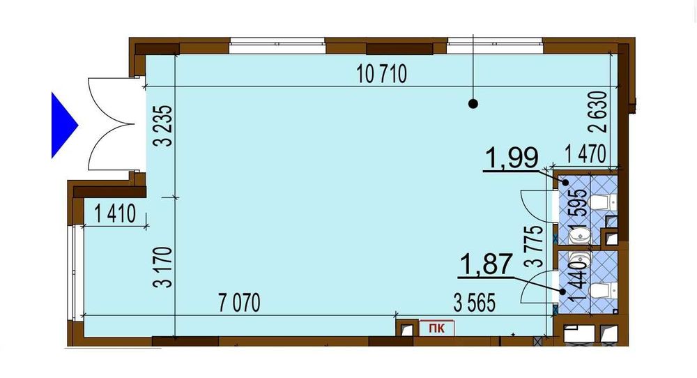ЖК Варшавский 2. Фасадное помещение с ремонтом  "Open Space" 71 м2