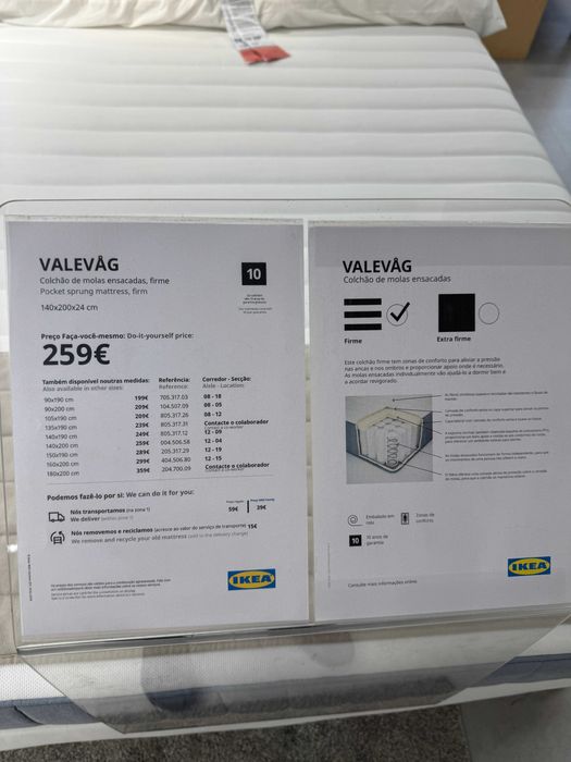 IKEA Valevag 200cm x 160cm colchão - ( mattress firme medium )