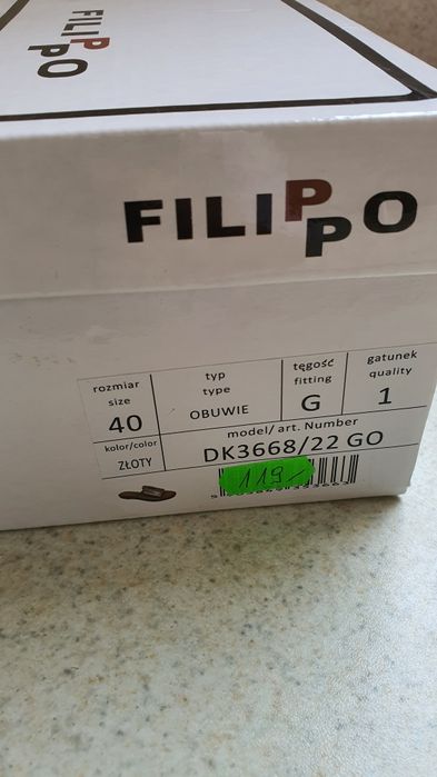 Złote klapki 40, Filippo, skóra