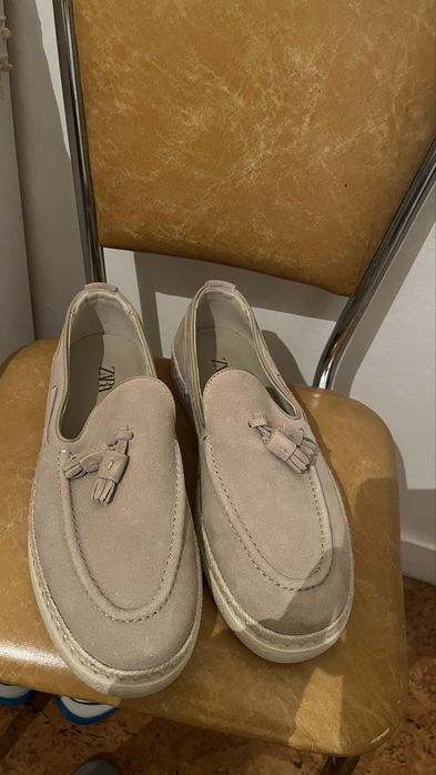 Zara Mocassins em Camurça – Tamanho 41 – Bege