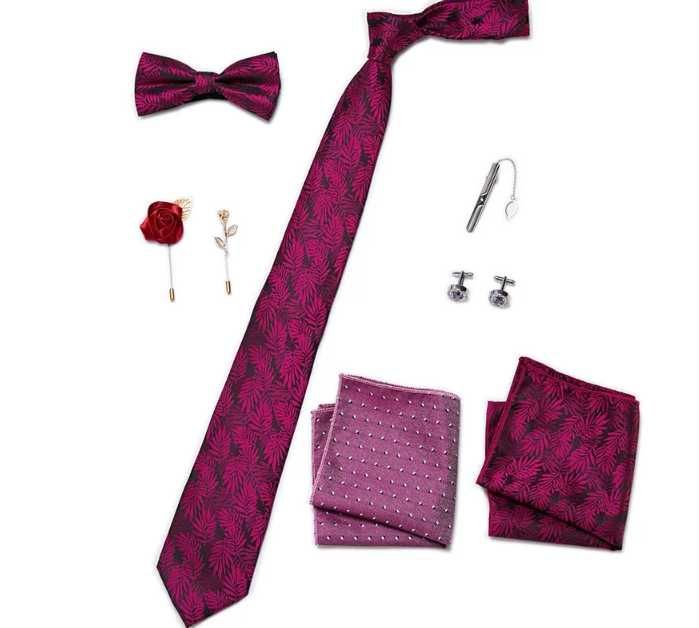 Piękny zestaw /Krawat/Mucha/Butonierka/Spinki/Na dzień Ojca/Ślub