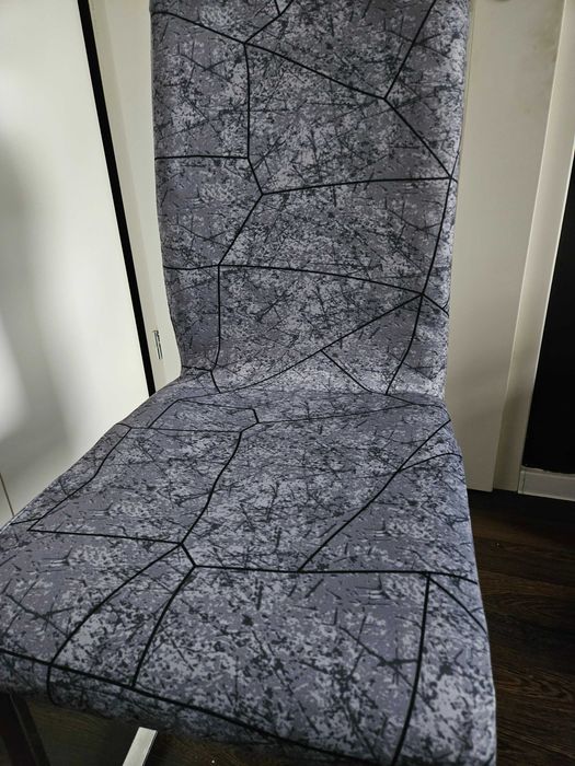 Pokrowce na krzesła elastyczne 4 sztuki wzór szary