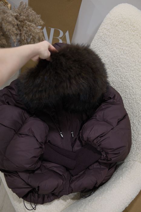 пуховик натуральний пух/хутро, M,L