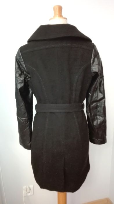 H&M- Damska Firmowy Czarny Płaszczyk Kurtka 34/XS