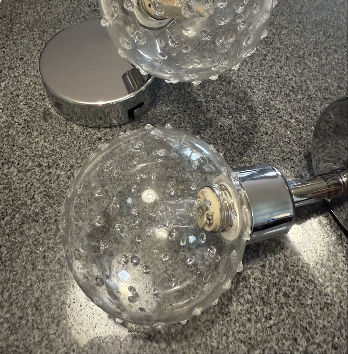 Lampy lampa kinkiet 2 szt kule kulki szklane srebrne  srebrne chrom