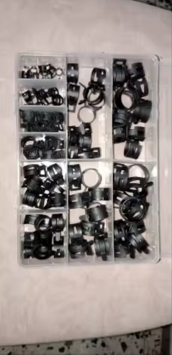 Набір хомутів в органайзері зажим 100шт 6-17мм сталеві міцні зручніНов